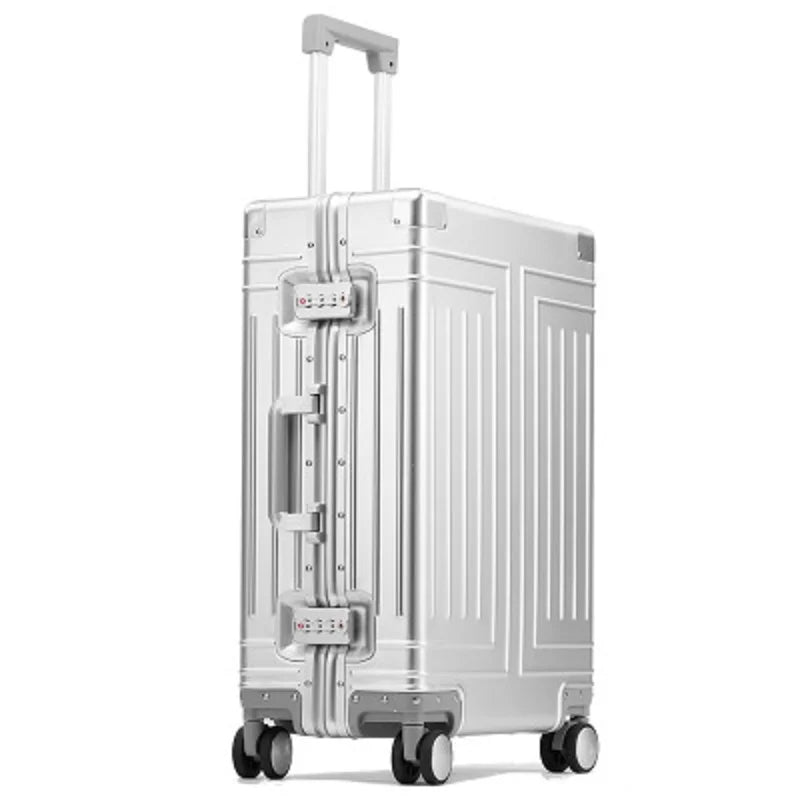 High-Rank 100% Aluminum-Magnesium High Quality Rolling Luggage Perfect For Boarding Spinner International Brand Travel Suitcase