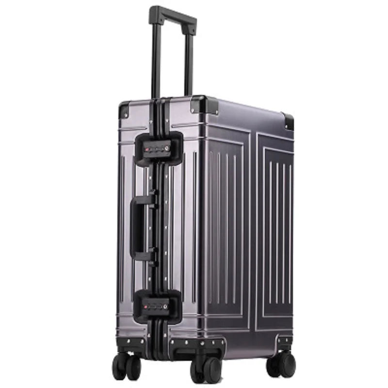 High-Rank 100% Aluminum-Magnesium High Quality Rolling Luggage Perfect For Boarding Spinner International Brand Travel Suitcase