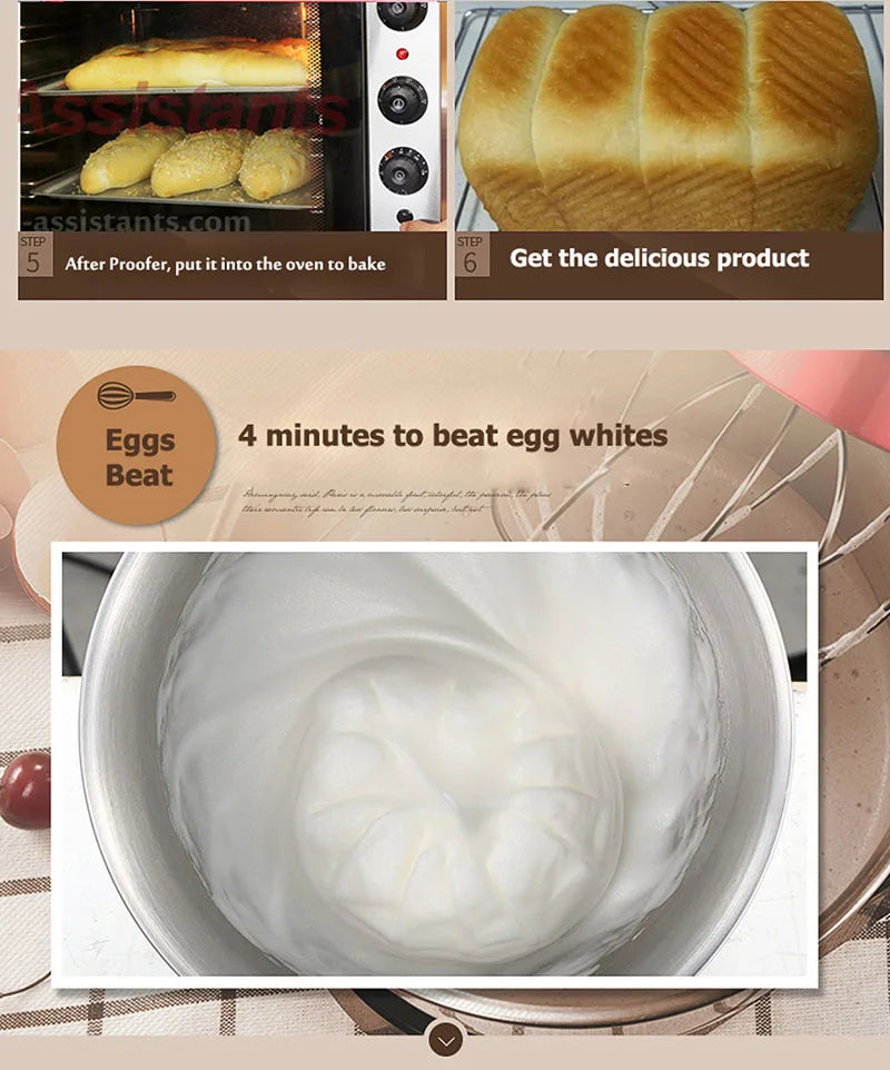 Food Processor 10L 500W 3-speed Kitchen Stand Mixer Cream Egg Whisk Blender Cake Dough Mixer Bread Maker Machine