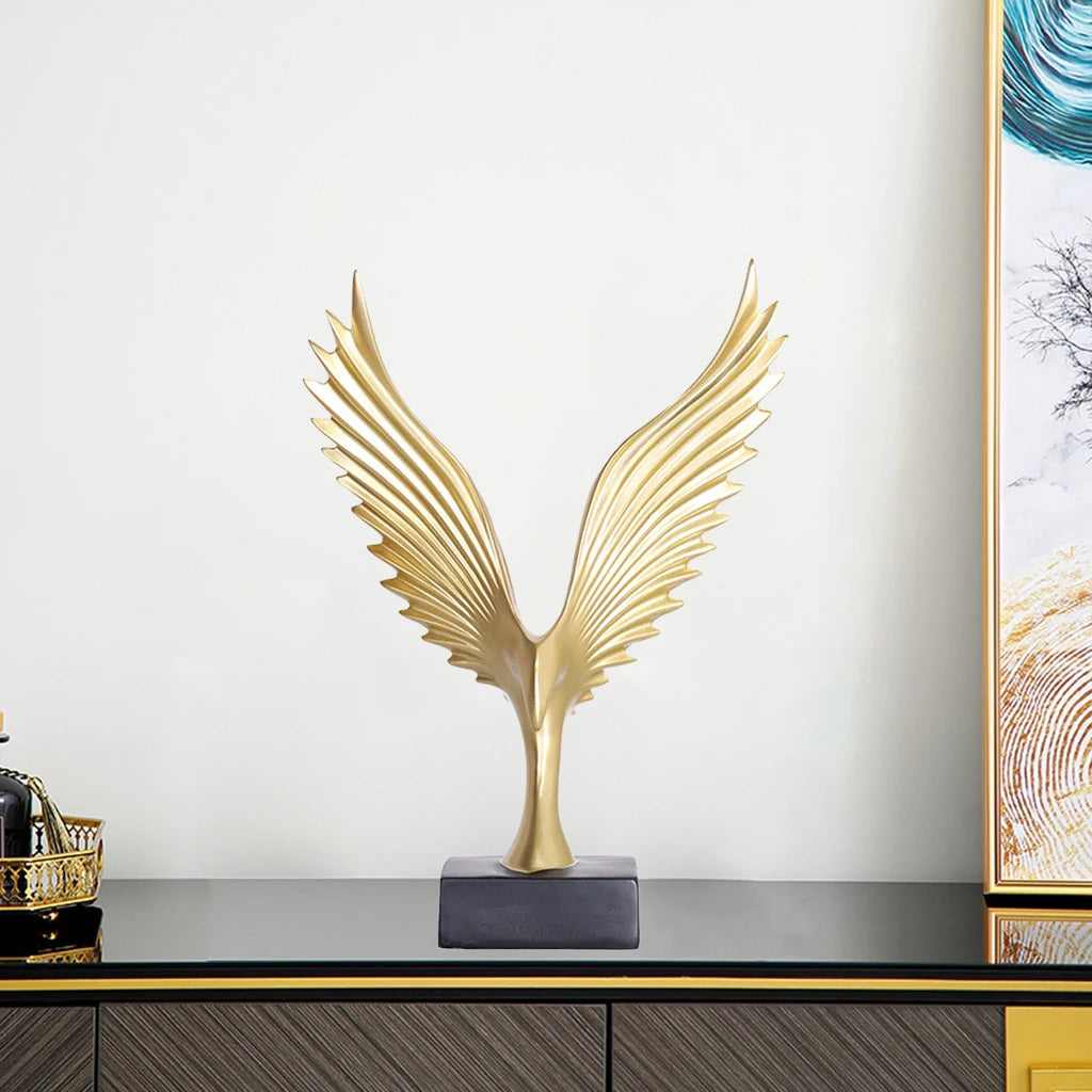 Angel Wing Statue Beautifully Resin Angel Wing Craftwork Sculpture Ornament Abstract Gold Eagle Decoration for Home Decor