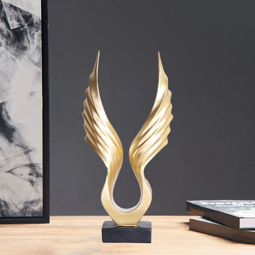 Angel Wing Statue Beautifully Resin Angel Wing Craftwork Sculpture Ornament Abstract Gold Eagle Decoration for Home Decor