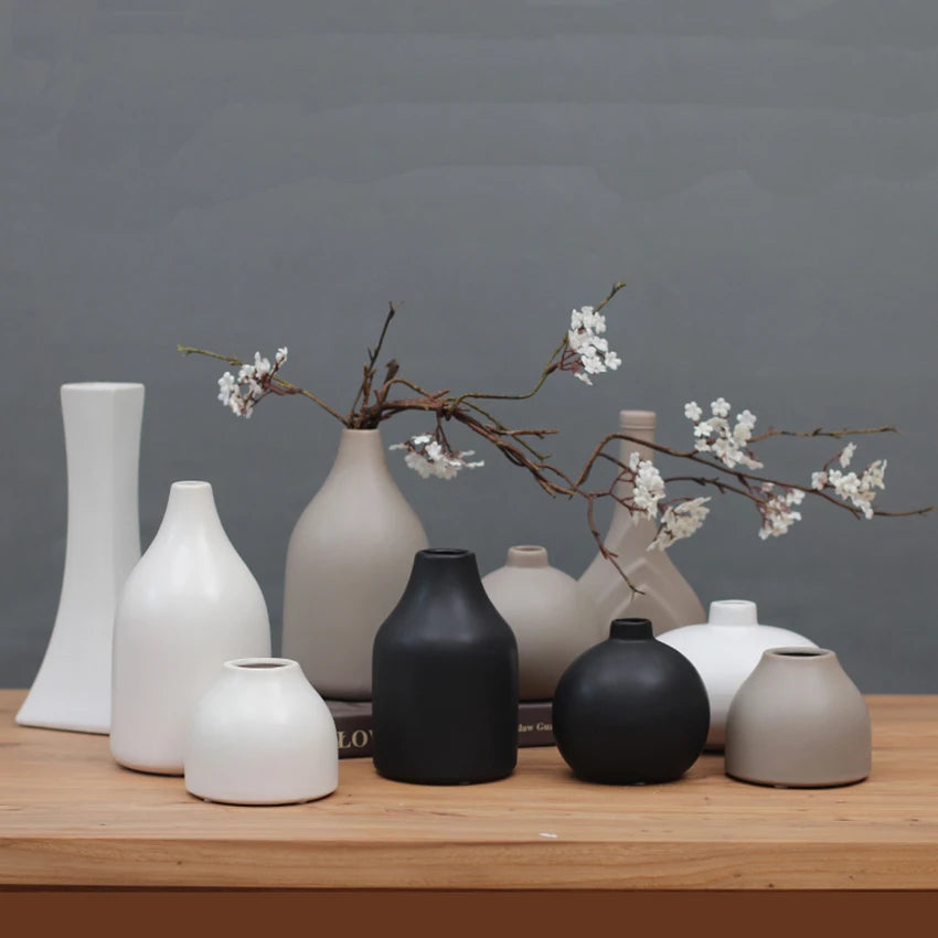 Creative Chinese Black White Ceramic Vase Decor crafts Tabletop Flowerpot Weddings Living Room Home Decoration