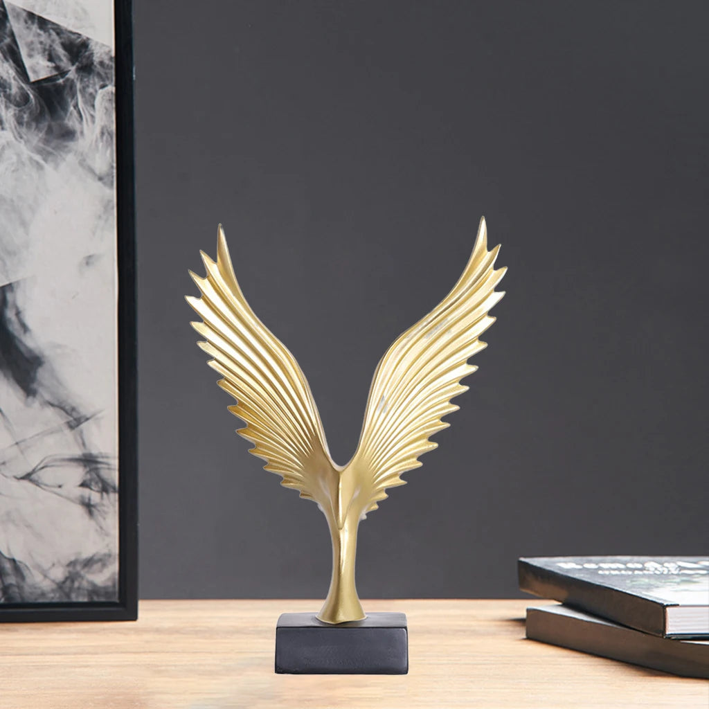 Angel Wing Statue Beautifully Resin Angel Wing Craftwork Sculpture Ornament Abstract Gold Eagle Decoration for Home Decor