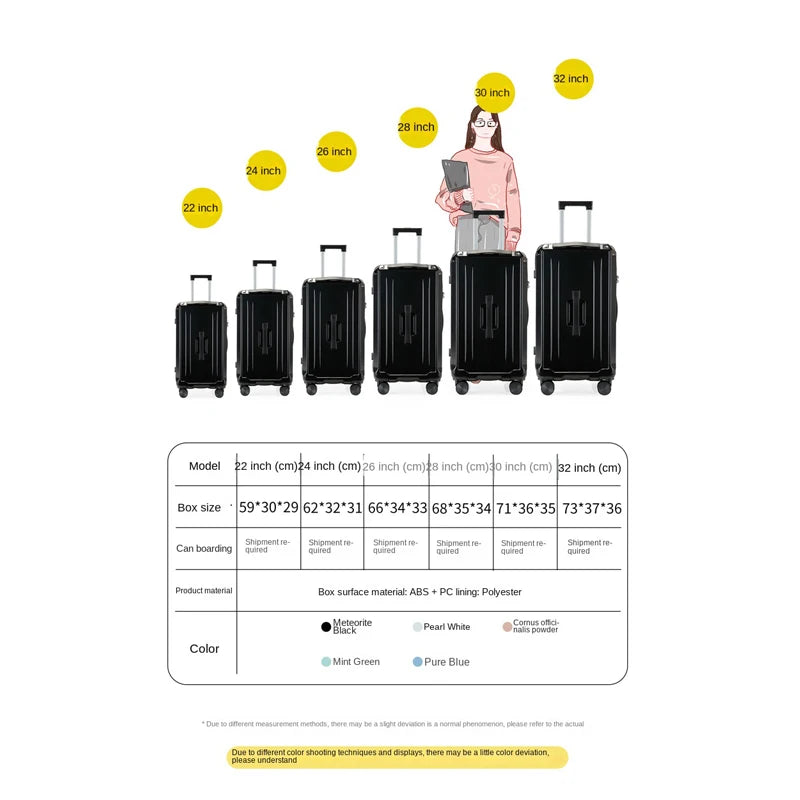 Extended Capacity Travel Carrier Suitcase Rolling Spinner Wheels Luggage Thickened Trolley Case PC TSA Lock Unisex 30 inch