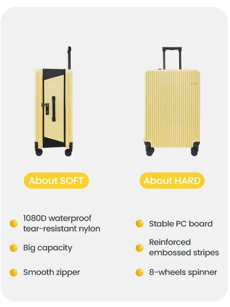 CONWOOD Foldable Suitcase Carry-on Travel Luggage 100% PC 20" 26"