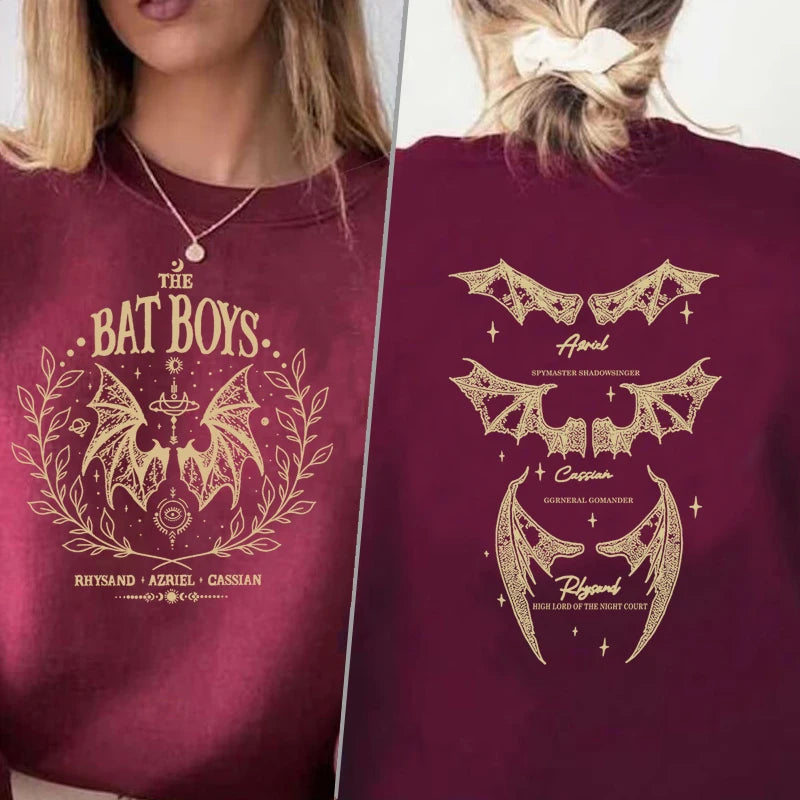 The Bat Boys Graphic Sweatshirts Vintage Acotar Bookish Hoodie The Night Court Illyrians Hooded Sweatshirt Casual Pullover Sweat