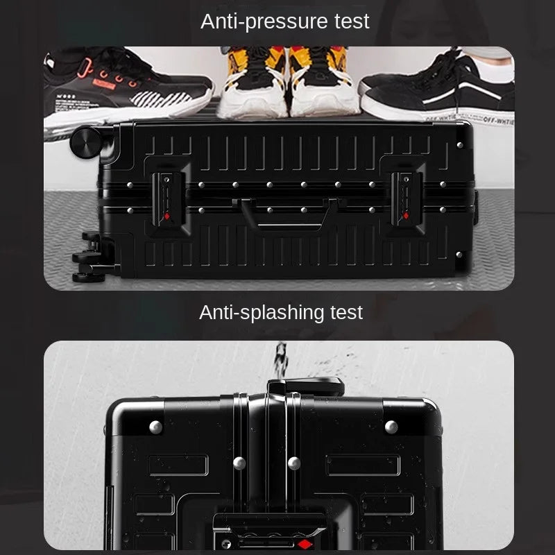 Suitcase Aluminum Frame Zipper Rolling Luggage Travel Suitcase Carry-on Travel Bag Unisex Trunk Cabin Password Trolley Case