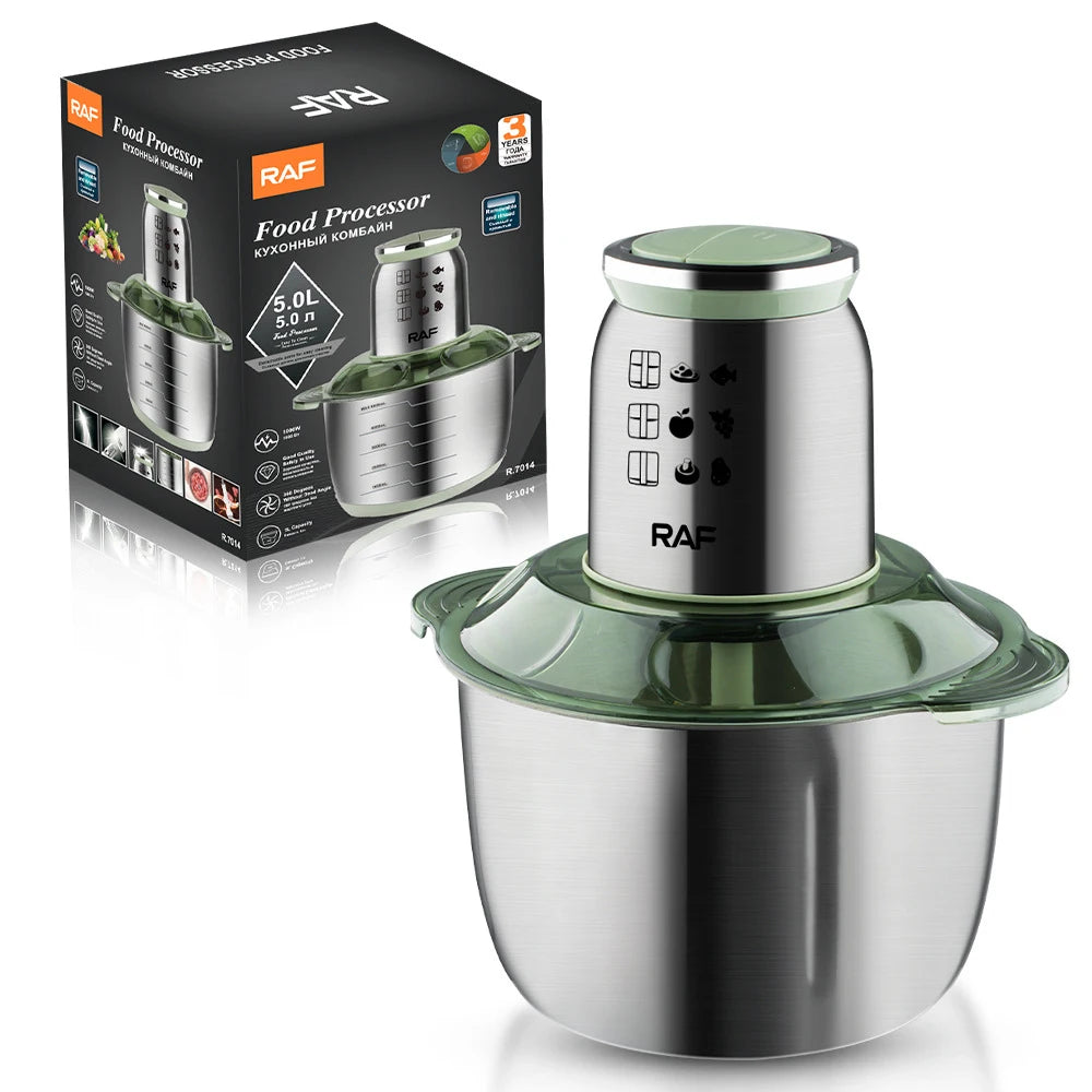 5L 1000W Electric Meat Grinder Stainless Steel Chopper Meat Mincer Blender Machine for Kitchen Food Processor Mixer 220V 다지기 분쇄기