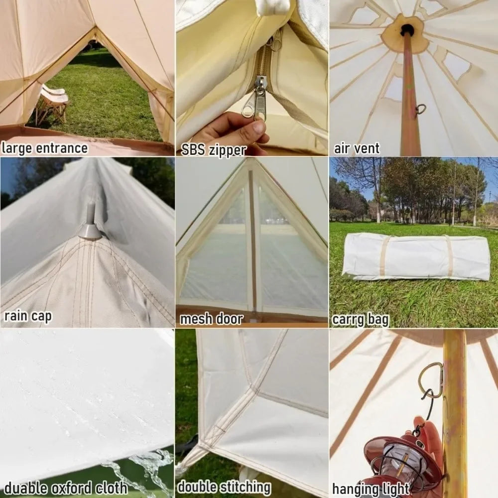 4 Meters Outdoor hunting camping picnic Oxford luxury yurt bell tent is suitable for camping and easy to build tents.