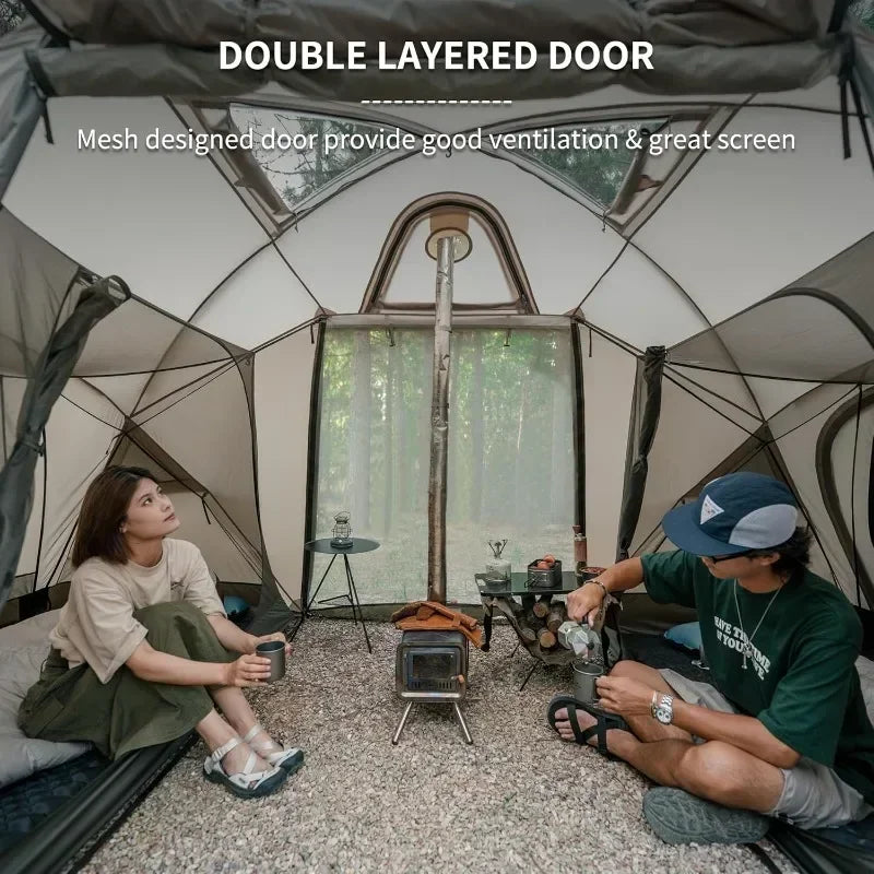 Massif Hot Tent with Stove Jack 4 Season Tent Camping Tent UPF50+ Waterproof Windproof Winter Tent with Room and Hall