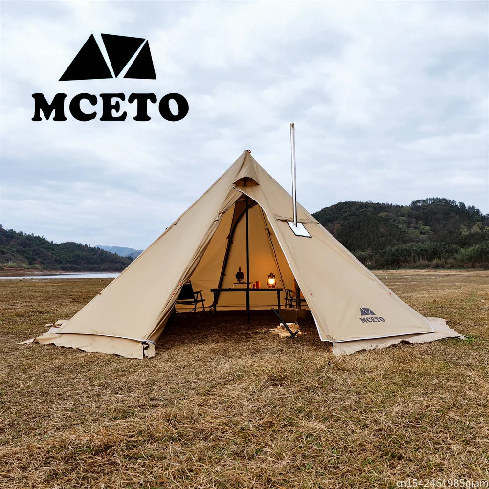 500PRO Tipi Hot Tent with Fire Retardant Stove Jack 5~8 Person Teepee Tents for Family Team Outdoor Backpacking Camping Hiking