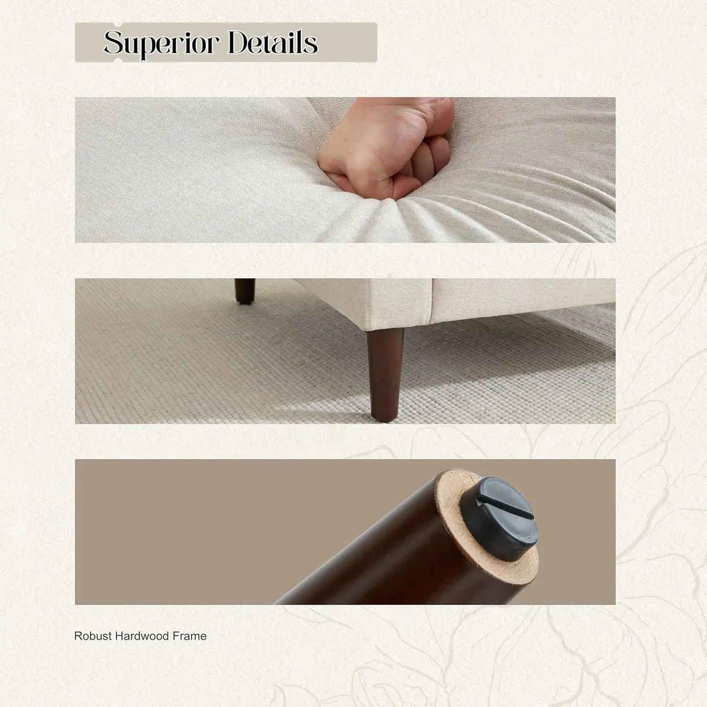 Mid-Century Accent Linen Fabric Armchair for Living Upholstered Reading Accent Chairs for Sofa Chair with Wood Legs