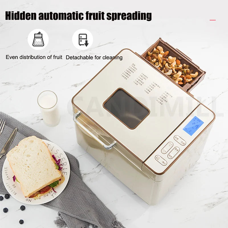 Automatic Bread Making Machine Electric Toaster Household Breakfast Bread Maker Fermenter Dough Mixer