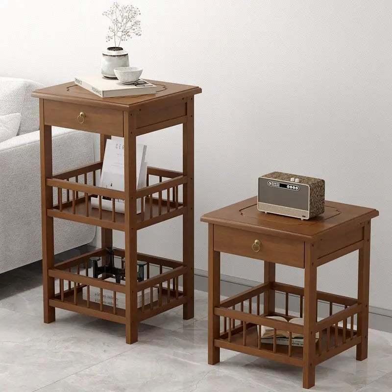 Creative Table Portable Small Tea Table Modern Simple Household Sofa Edge Cabinet Sofa Side Table Corner Bamboo Rack Storage New