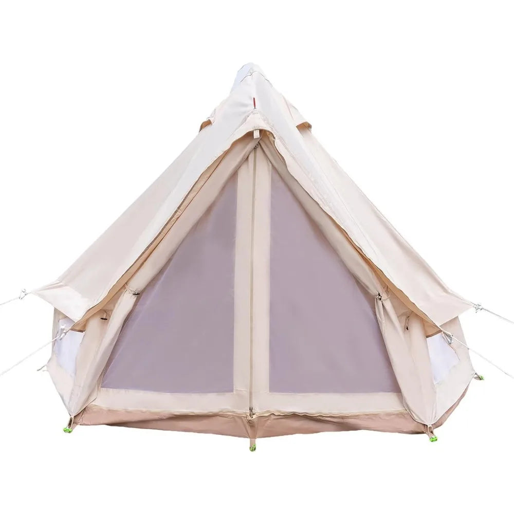 Cotton Canvas 4 Season Waterproof Polyester Cotton Bell Tent Luxury Camping Breathable and Windproof for Family Camping Hiking