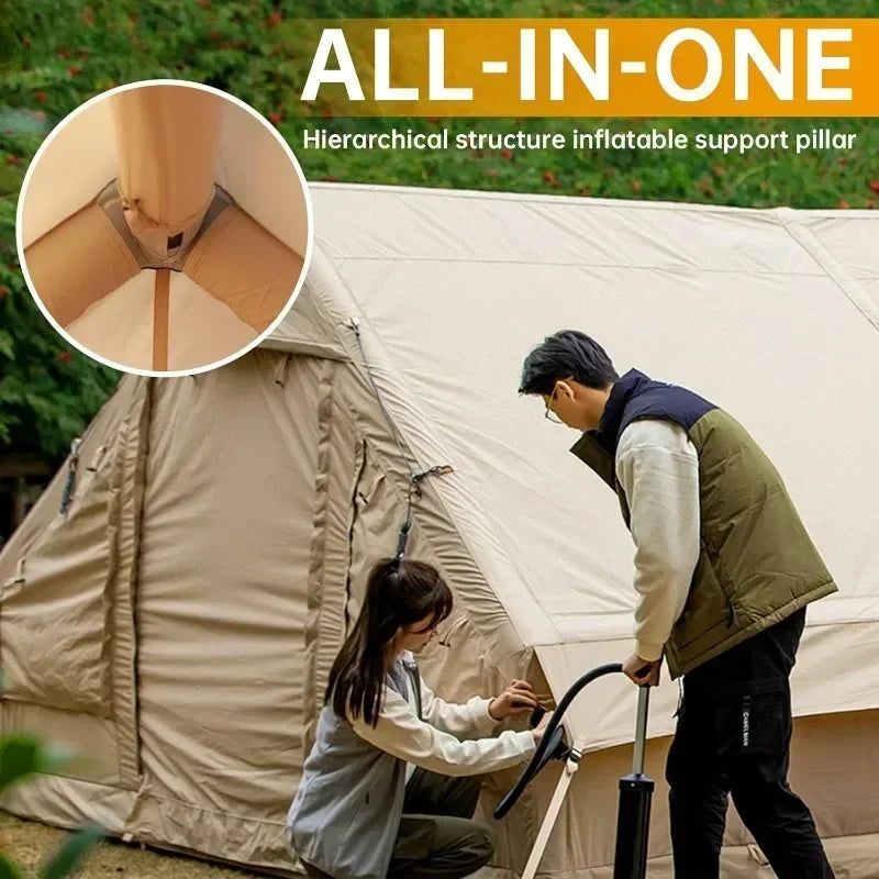 Inflatable Camping Tent with Pump Glamping Tents Waterproof Windproof Outdoor Blow Up Tent Luxury Cabin Tent