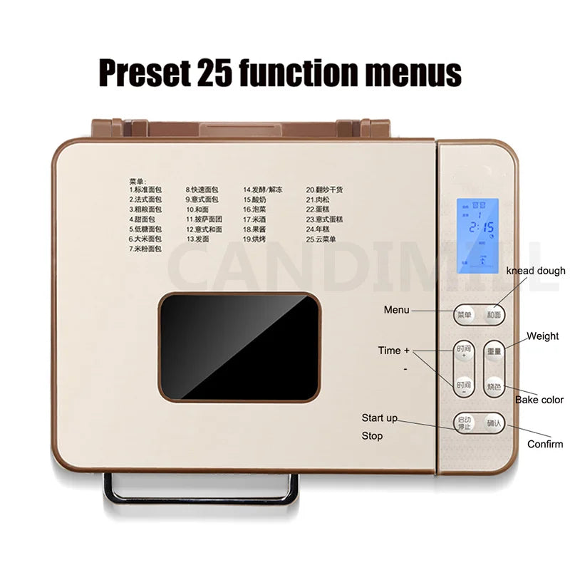 Automatic Bread Making Machine Electric Toaster Household Breakfast Bread Maker Fermenter Dough Mixer