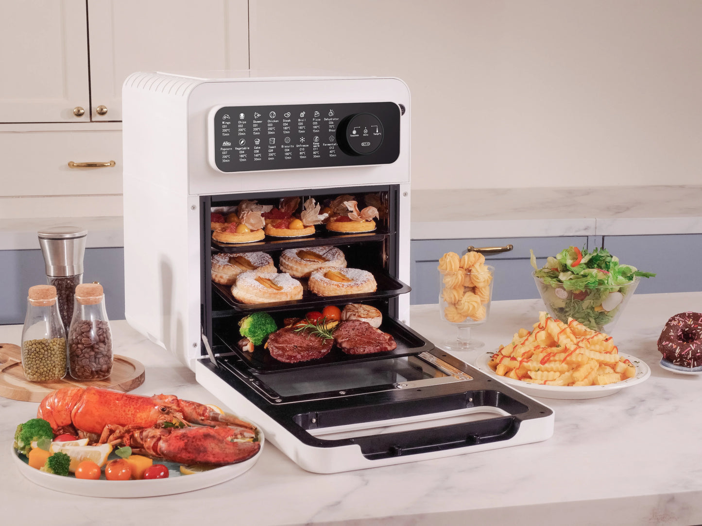 15L Chicken Without Oil Stainless Steel Toaster Oven Machine Freidora al Aire Steam Pressure Electric Deep Airfryers Air Fryer