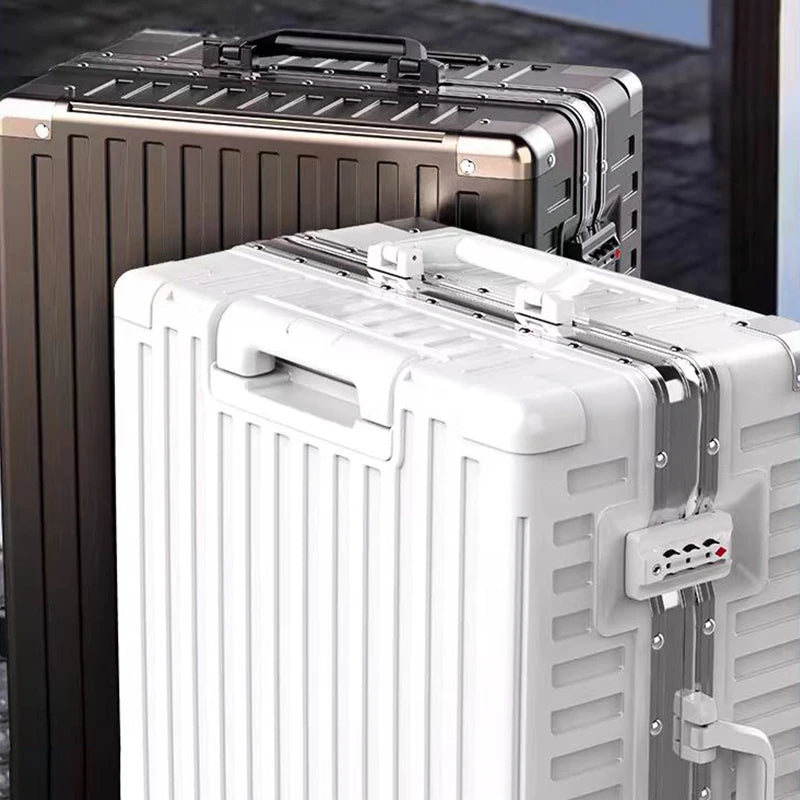 Suitcase Aluminum Frame Zipper Rolling Luggage Travel Suitcase Carry-on Travel Bag Unisex Trunk Cabin Password Trolley Case