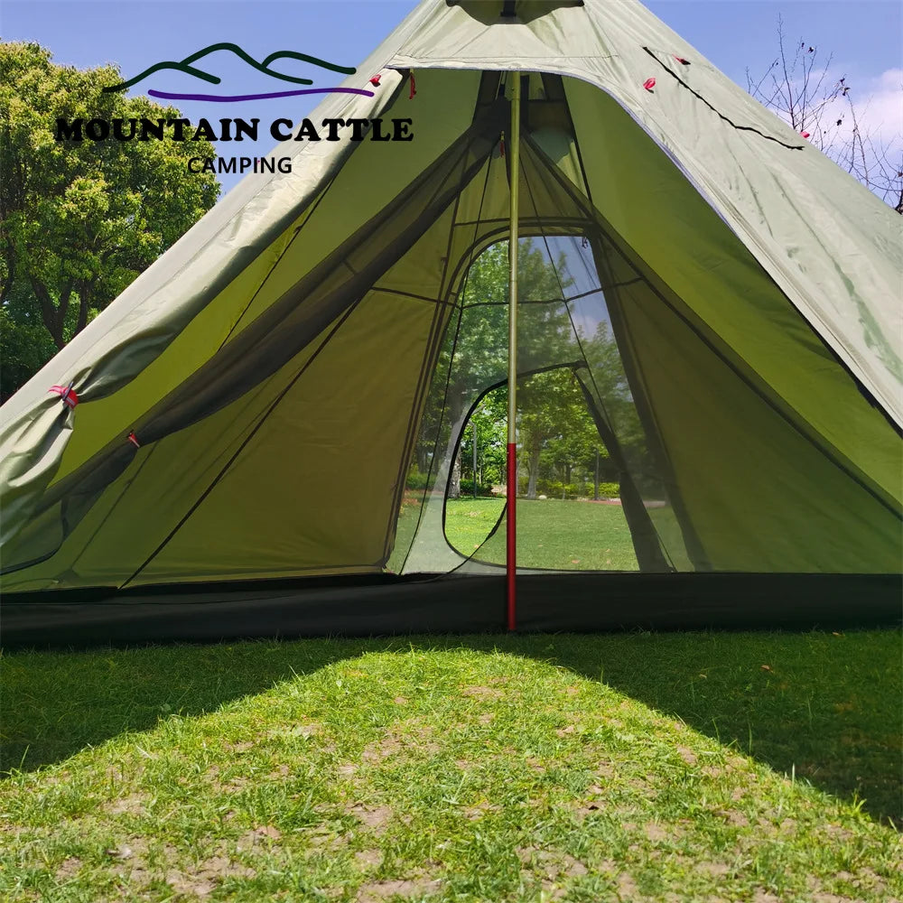 3M Pyramid Tent Outdoor Camping Tent Hiking Awnings Windproof Rainproof Breathable Teepee Winter Stove Tent with Snow Skirt