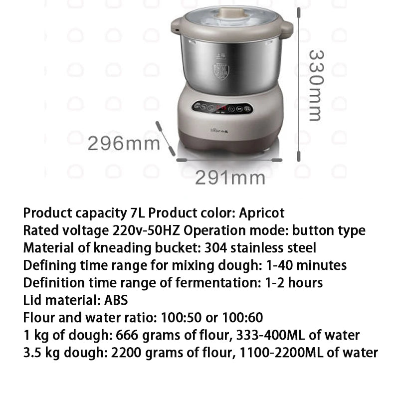 lectric 7L Dough Maker flour Mixers Home Ferment dough Mixer Bread Kneading Machine Stirring maker A70C1 Microcomputer Timing