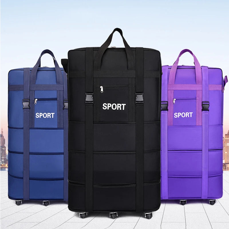 22/23/25/31Inch Rolling Luggage Multilayer Expanded Travel Wheeled Oxford Suitcase Black Men Women Foldable Weekend Trip XA856F