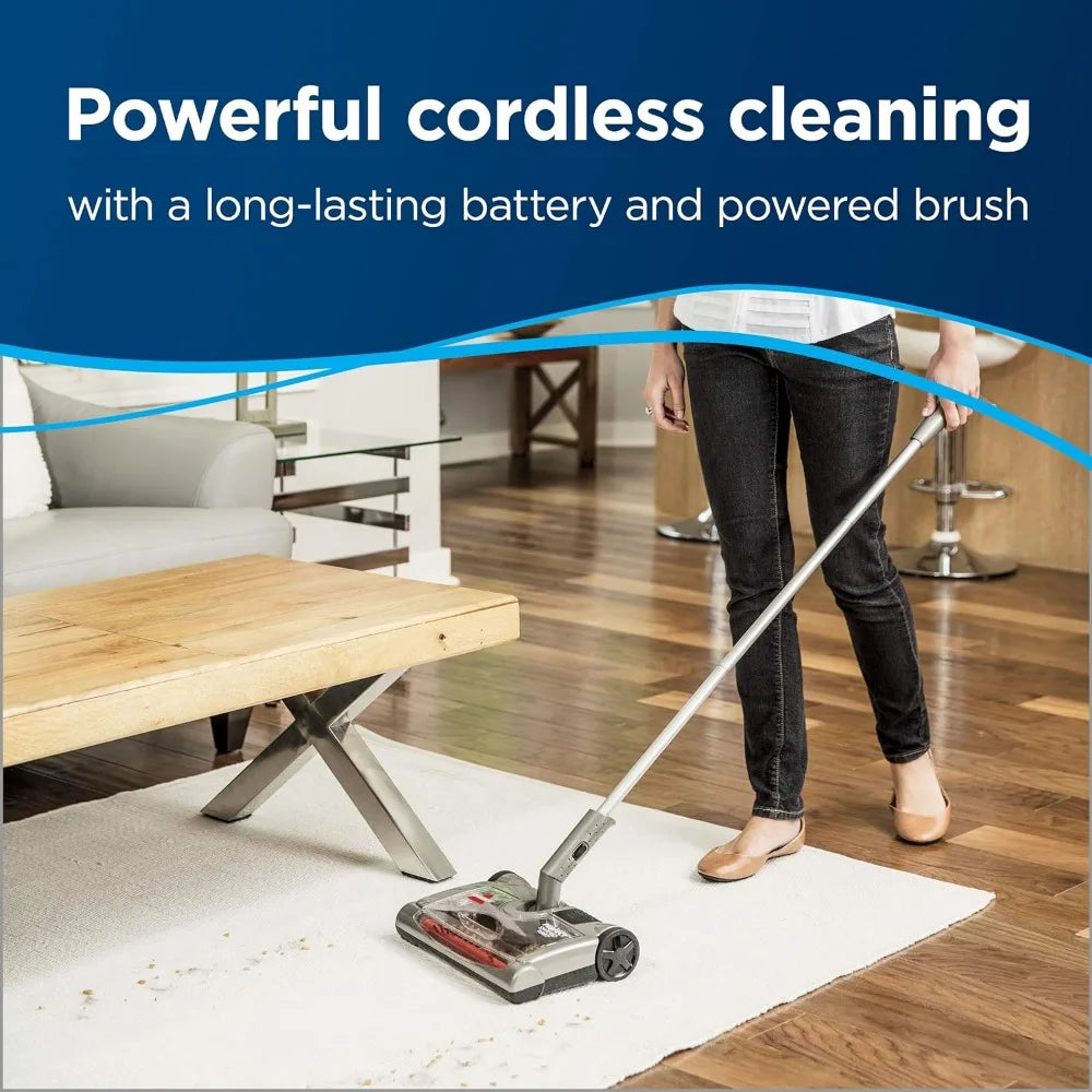 Electric Floor Sweeper Broom - Perfect Sweep Turbo, Features an Easy-to-Empty Dirt Cup and An Adjustable Metal Handle