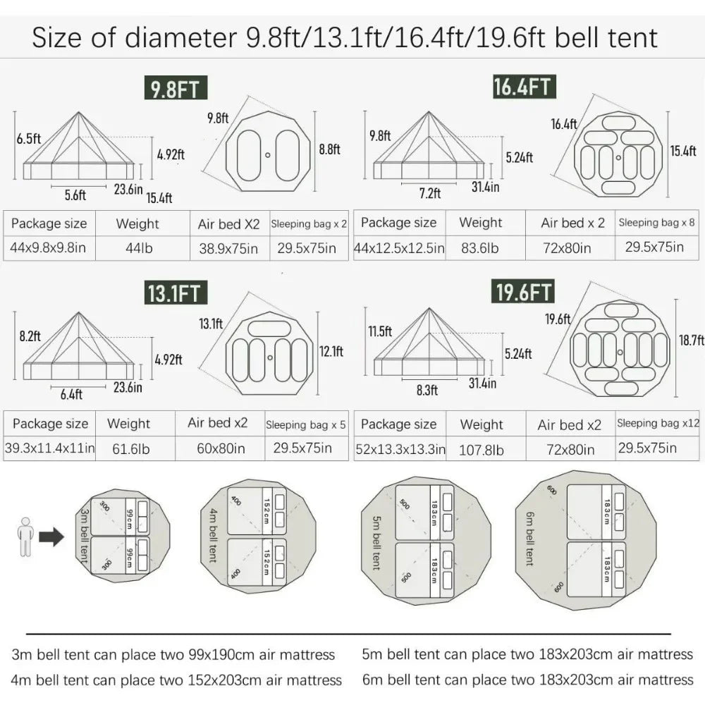 4 Meters Outdoor hunting camping picnic Oxford luxury yurt bell tent is suitable for camping and easy to build tents.