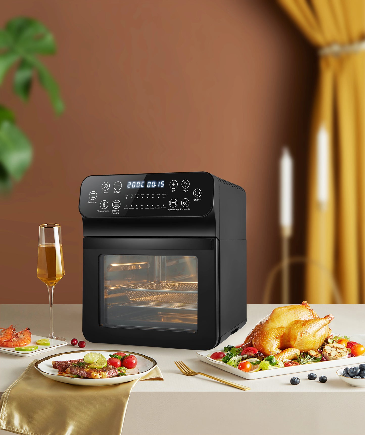 15L Chicken Without Oil Stainless Steel Toaster Oven Machine Freidora al Aire Steam Pressure Electric Deep Airfryers Air Fryer