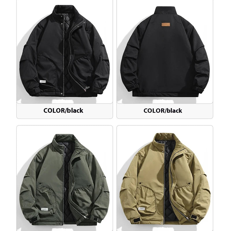 BoJsd Autumn winter men casual jackets plus velvet thickened stand collar loose large size tops men jackets