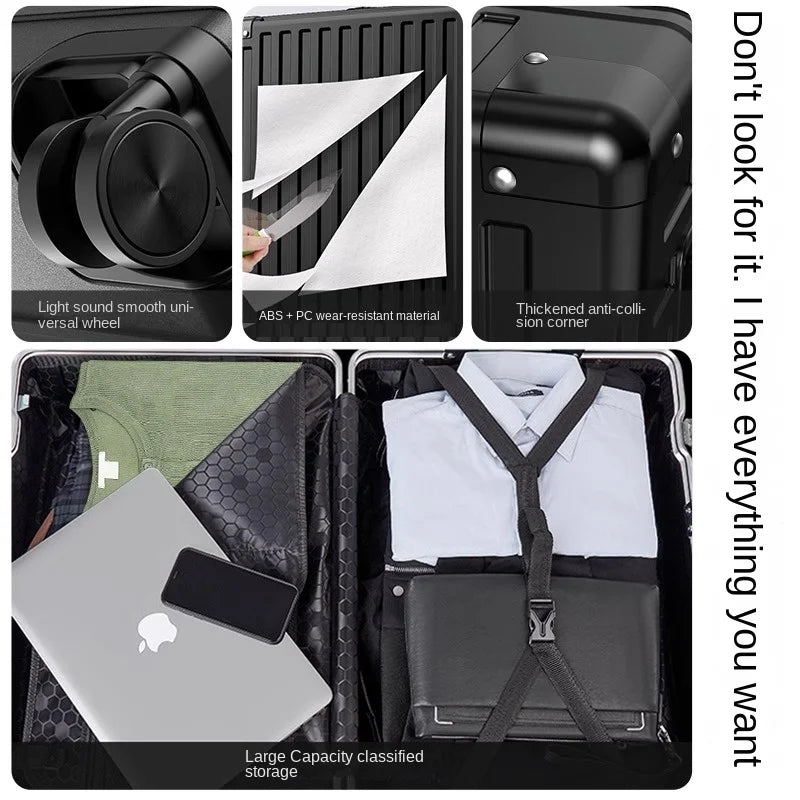 Suitcase Aluminum Frame Zipper Rolling Luggage Travel Suitcase Carry-on Travel Bag Unisex Trunk Cabin Password Trolley Case