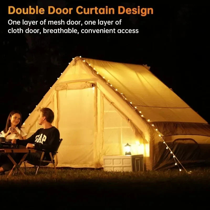Inflatable Camping Tent with Pump Glamping Tents Waterproof Windproof Outdoor Blow Up Tent Luxury Cabin Tent
