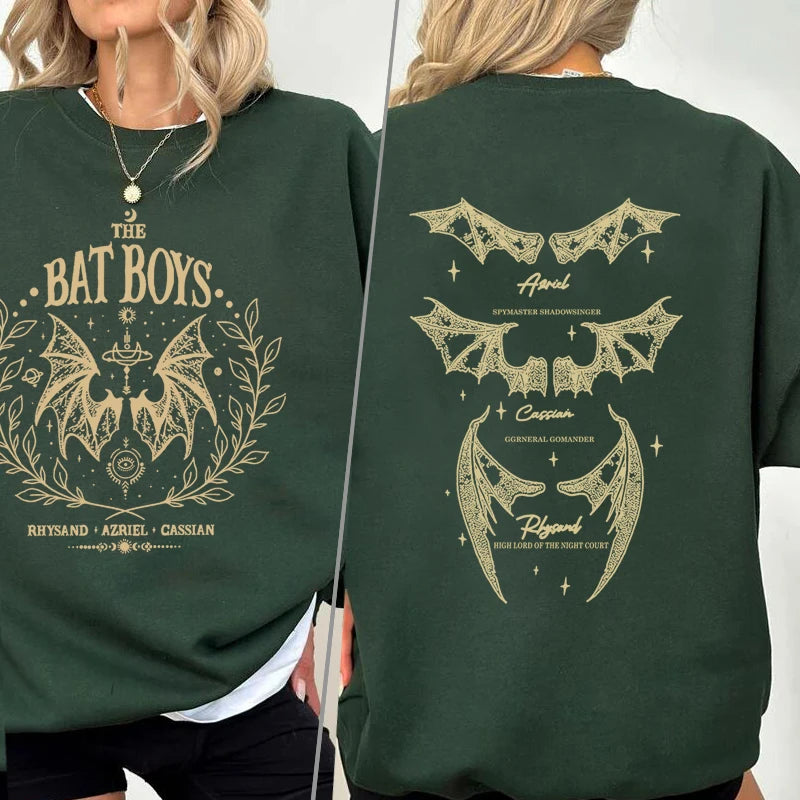 The Bat Boys Graphic Sweatshirts Vintage Acotar Bookish Hoodie The Night Court Illyrians Hooded Sweatshirt Casual Pullover Sweat