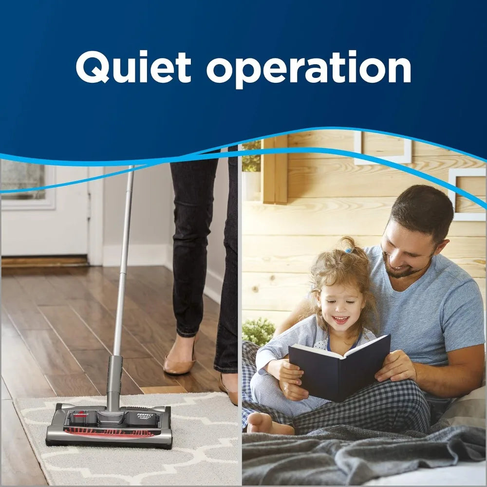 Electric Floor Sweeper Broom - Perfect Sweep Turbo, Features an Easy-to-Empty Dirt Cup and An Adjustable Metal Handle