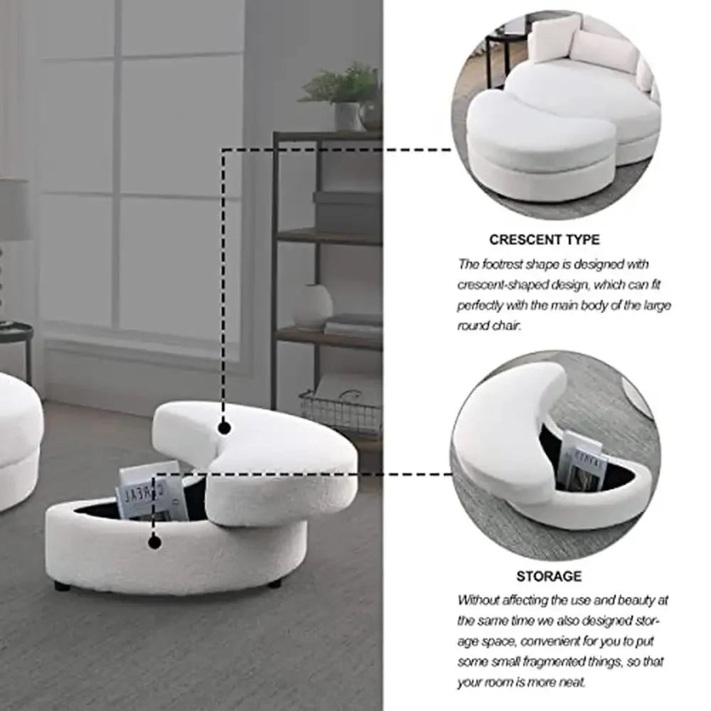 Modern Swivel Accent Barrel Chair Grey Sofa Lounge Club Round Chair Storage Ottoman Linen Fabric Living Room Hotel with Storage