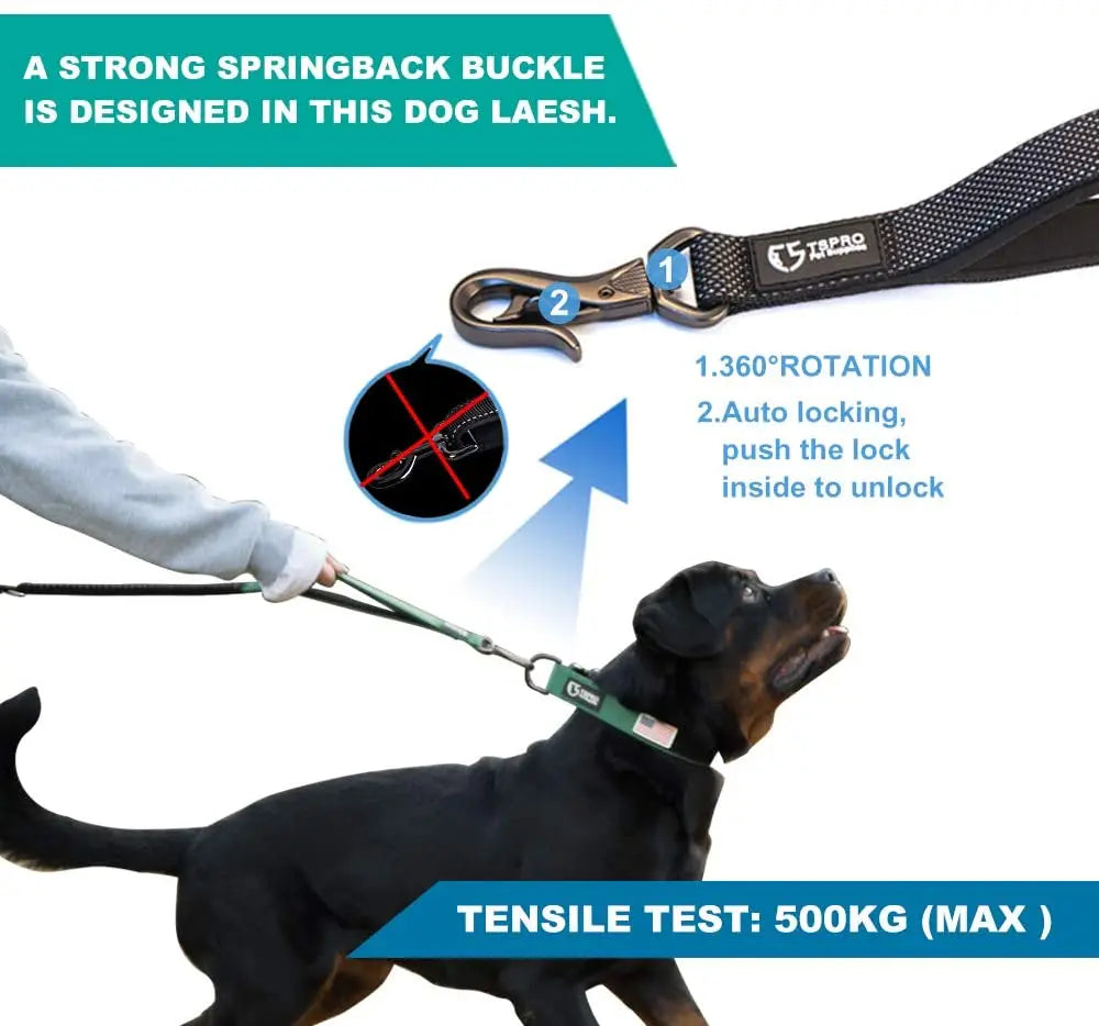TSPRO Hands Free Dog Leash for Walking Running with Safety Car Seat Belt Shock Absorbing Bungee Leash with Padded Handle
