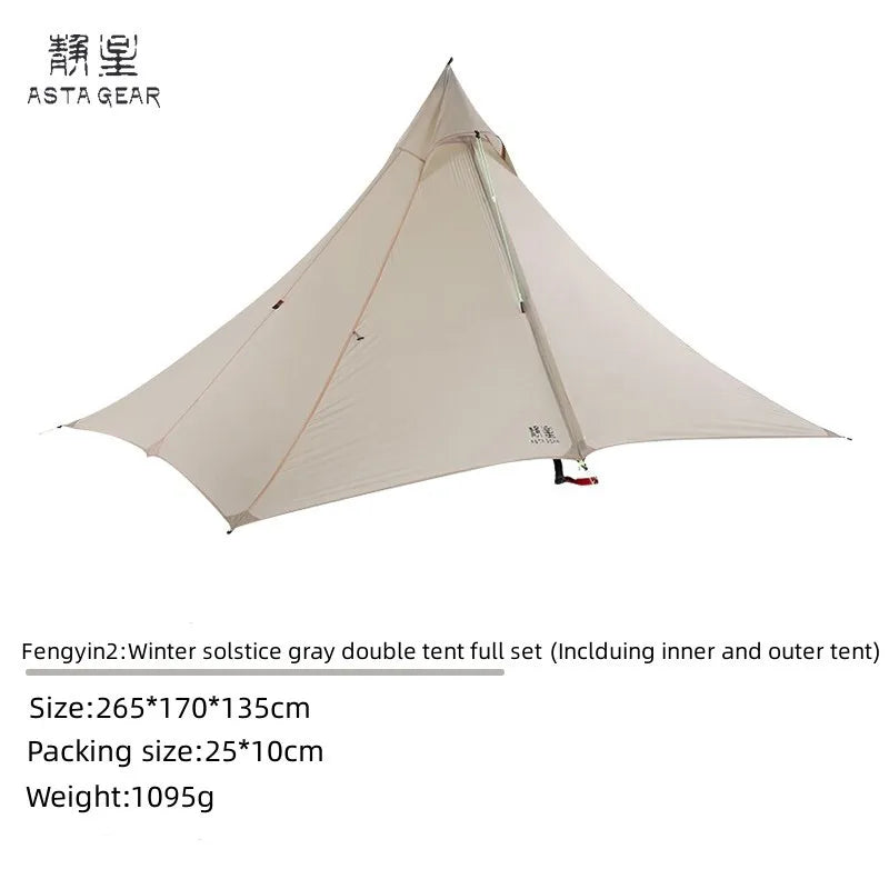 ASTAGEAR Fengyin 2P Tent Pyramid Lightweight Outdoor Waterproof Snow Camping Hiking 20D Tear-resistant Nylon Double Person Tent