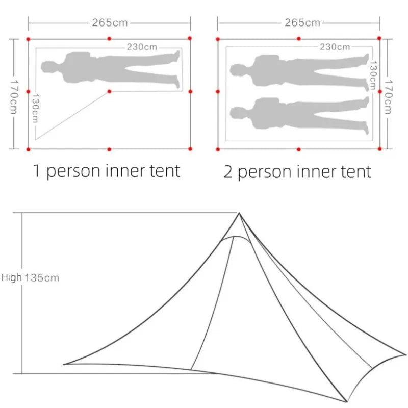 ASTAGEAR Fengyin 2P Tent Pyramid Lightweight Outdoor Waterproof Snow Camping Hiking 20D Tear-resistant Nylon Double Person Tent