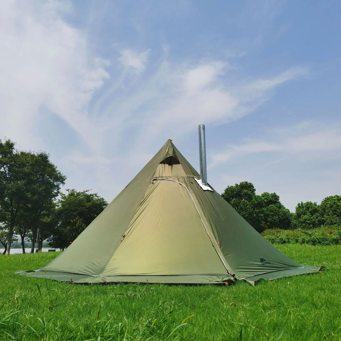 3M Pyramid Tent Outdoor Camping Tent Hiking Awnings Windproof Rainproof Breathable Teepee Winter Stove Tent with Snow Skirt