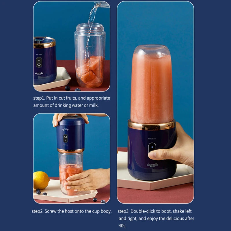 400ml Portable Juicer Blender Electric Fruit Juicer USB Charging Lemon Orange Fruit Juicing Cup Smoothie Blender Machine
