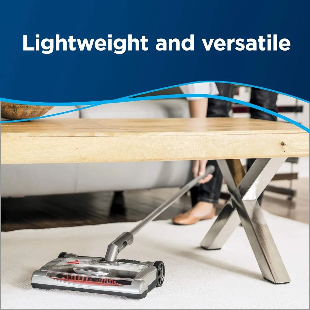 Electric Floor Sweeper Broom - Perfect Sweep Turbo, Features an Easy-to-Empty Dirt Cup and An Adjustable Metal Handle