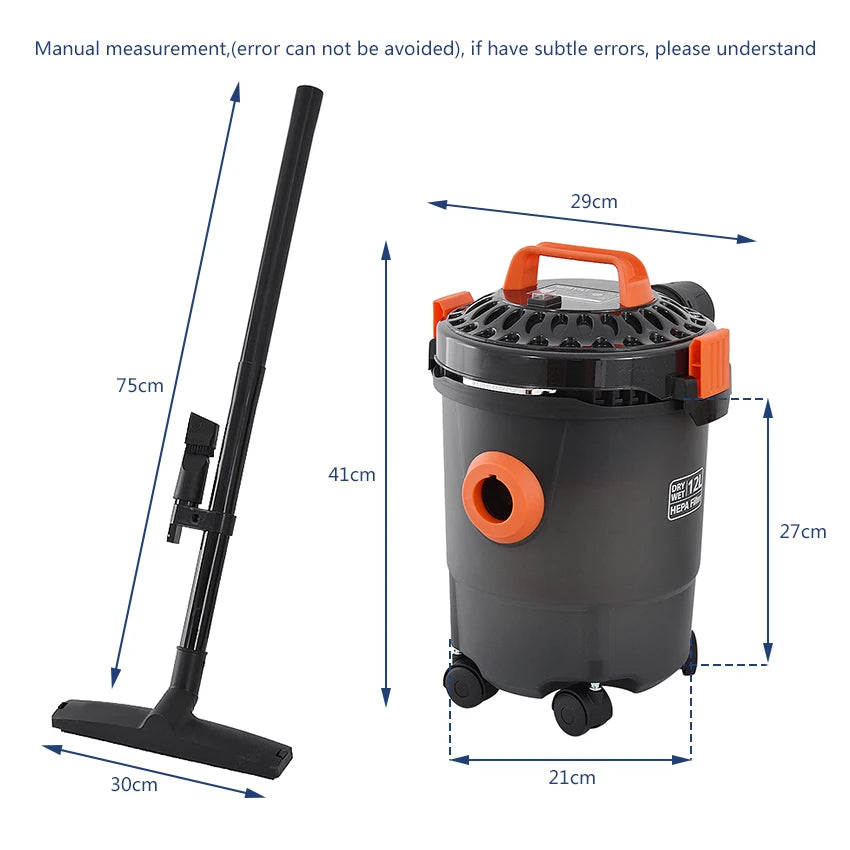 12L Hand-held Push Hair Dust Cleaning Sweeper Floor Bed Carpet Cleaning Tool High Power Suction Electric Vacuum Cleaner YLW6263A