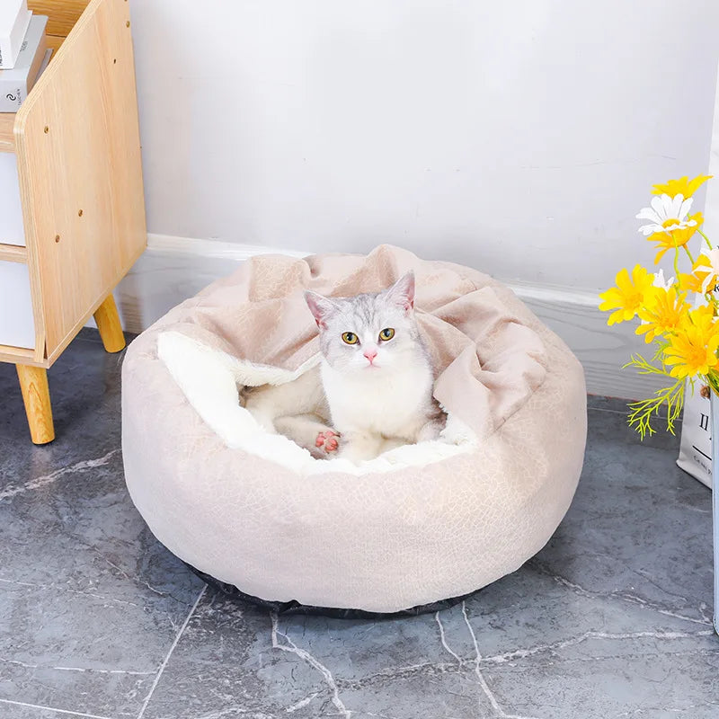 Soft Rabbit Hair Comfortable Sleep Cat's Nest Dog's Nest Half Pack Pet's Nest Cover Cushion Integrated Super Soft Shell Dog Bed