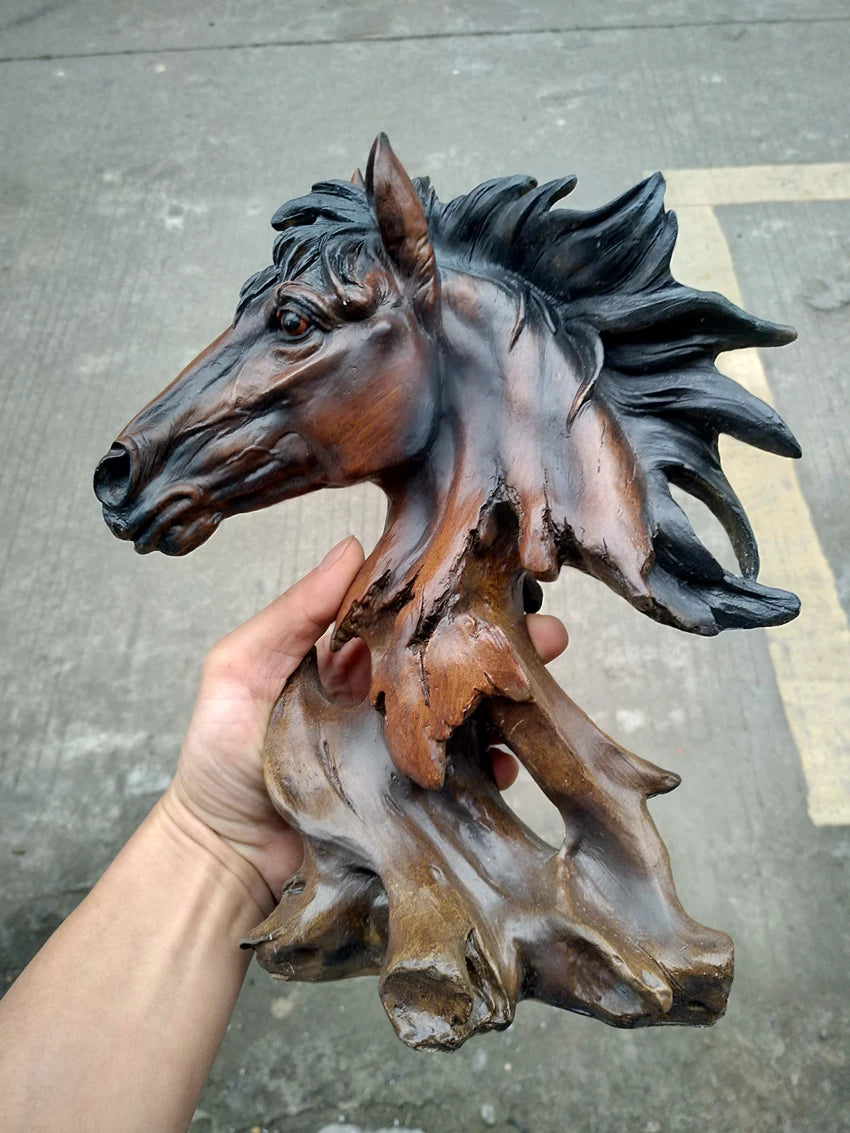 HORSE STATUE ORNAMENTS, RESIN CRAFTS, IMITATION WOOD CARVINGS, HOME DECORATIONS, SOUVENIRS