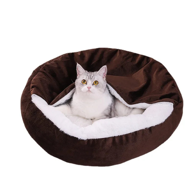 Soft Rabbit Hair Comfortable Sleep Cat's Nest Dog's Nest Half Pack Pet's Nest Cover Cushion Integrated Super Soft Shell Dog Bed