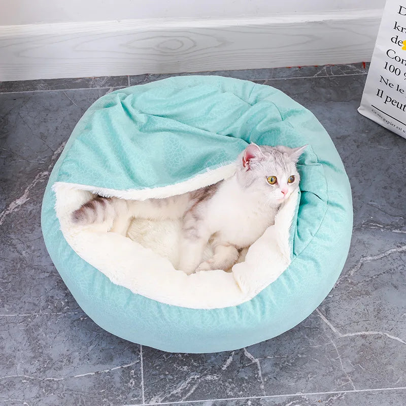 Soft Rabbit Hair Comfortable Sleep Cat's Nest Dog's Nest Half Pack Pet's Nest Cover Cushion Integrated Super Soft Shell Dog Bed