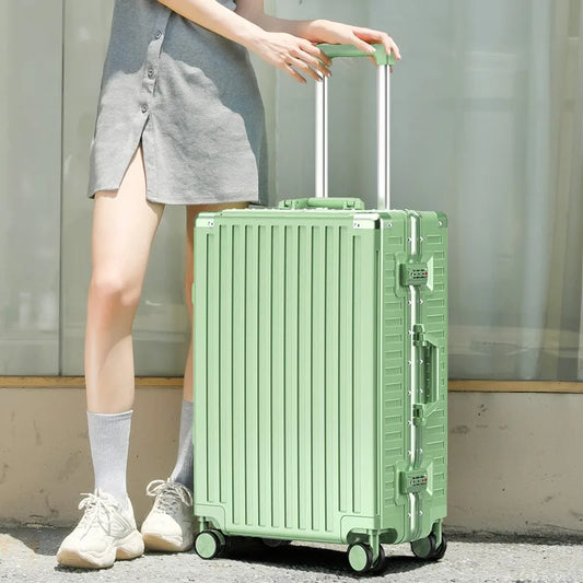 Suitcase Aluminum Frame Zipper Rolling Luggage Travel Suitcase Carry-on Travel Bag Unisex Trunk Cabin Password Trolley Case