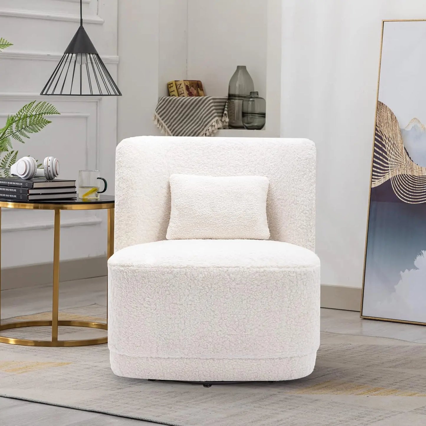 Swivel Barrel Chair, Comfy Round Accent Sofa Chair for Living Room, 360 Degree Swivel Barrel Club Chair, Leisure Arm Chair for N