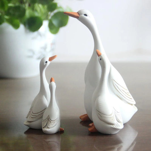 Fun Cute Duck Resin Statue Mother And Son Duck Decor For Home Decoration