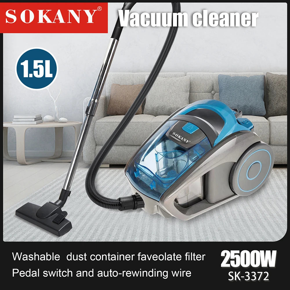 1500ML Electric Vacuum Cleaner Wired Portable 2500W Powerful Dust Cleaning Machine Sweeper for Bed Sofa Home Carpet 청소기 진공청소기